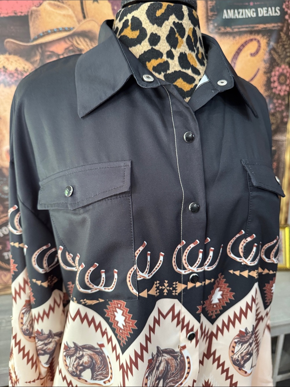 NWT L & B Western-Inspired Longline Shirt/Dress Size Large